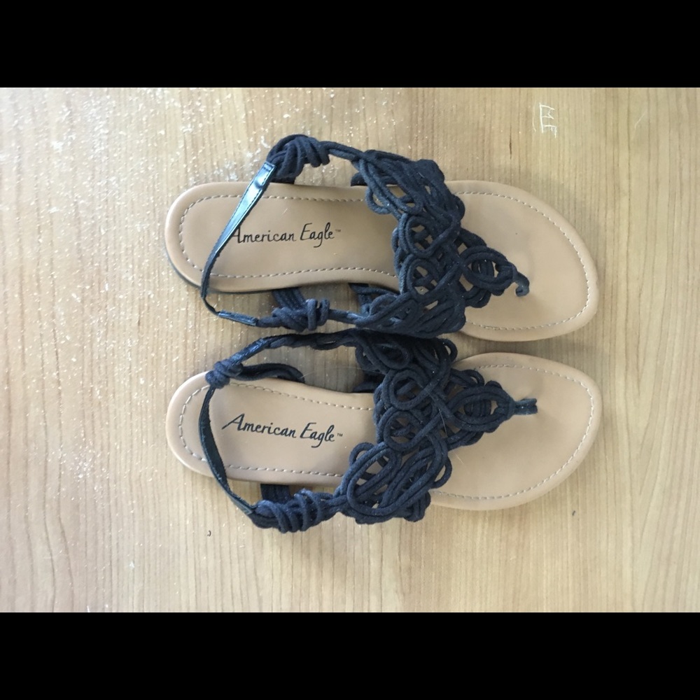 Black sandals with a strap